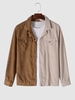 Half And Half Lapel Collar Corduroy Shacket Xxl Champagne