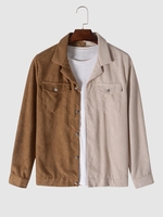 Half And Half Lapel Collar Corduroy Shacket Xxl Champagne