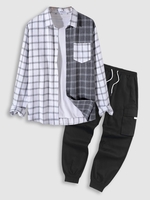 Half and Half Plaid Shirt With Techwear Cargo Pants Multi a