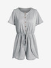 Half Button Bowknot Tulip Hem Romper L Light gray