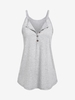 Half Button Cami Tank Top L Light gray