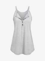 Half Button Cami Tank Top L Light gray