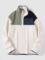 Half Button Colorblock Sweatshirt S Multi a