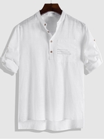 Half Button High Low Pocket Shirt 2xl White