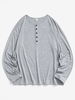 Half Button Long Sleeve Plain T-shirt Xs Dark gray