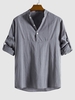 Half Button Long Sleeve Shirt Xl Gray
