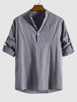 Half Button Long Sleeve Shirt Xl Gray