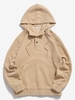 Half Button Solid Kangaroo Pocket Corduroy Hoodie 2xl Light yellow