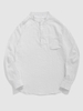 Half Button Striped Pocket Shirt M White