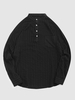 Half Button Striped Pocket Shirt Xl Black