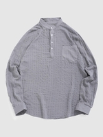 Half Button Striped Pocket Shirt Xl Gray