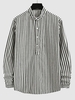 Half Button Vertical Striped Shirt Xxl White