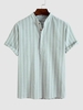 Half Buttoned Casual Striped Office Shirt Xxl Green