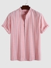 Half Buttoned Casual Striped Office Shirt Xxl Light pink