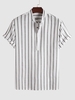 Half Buttoned Casual Striped Office Shirt Xxl White
