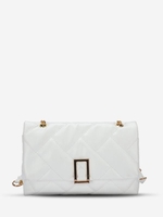 Half Chain Quilted Square Metal Crossbody Bag