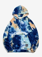 Half Zip Applique Tie Dye Corduroy Hoodie 2xl Deep blue