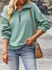 Half Zip Cable Knit Panel Drop Shoulder Sweatshirt M Green