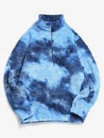 Half Zip Colorful Faux Fur Fluffy Sweatshirt 2xl Blue