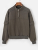 Half Zip Flap Pockets Cargo Sweatshirt L Green