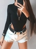 Half Zip High Leg Bodysuit M Black
