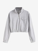Half Zip High Neck Flap Pocket Cargo Sweatshirt L Gray goose