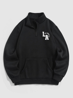 Half Zip Los Angeles Print Sweatshirt S Black