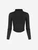 Half Zip Thumb Holes Curved Hem Sports T Shirt S Black