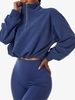 Half Zip Toggle Drawstring Sports Sweatshirt L Blue