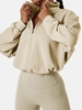 Half Zip Toggle Drawstring Sports Sweatshirt M Light coffee