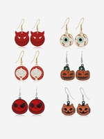 Halloween 6Pairs Eyeball Pumpkin Cat Earrings