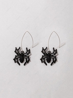 Halloween Black Spider Pendant Hook Earrings