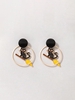 Halloween Cat Broom Pattern Stud Drop Earrings