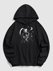 Halloween Cat Skull Star Graphic Front Pocket Hoodie 2xl Black