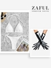 Halloween Costume Ribbed Smocked String Bikini with Skeleton Gloves White