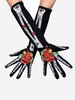 Halloween Costume Skeleton Skull Floral Print Full Finger Gloves