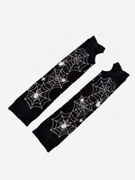 Halloween Costume Skeleton Spider Web Blood Graphic Fingerless Gloves