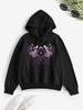 Halloween Dancing Skeleton Floral Print Thermal Lined Hoodie S Black