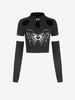 Halloween Detached Sleeve Graphic Oval Cutout Tee L Black