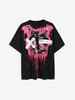 Halloween Dripping Skull Print Loose T Shirt S Black