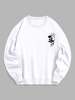 Halloween Flame Skull Rose Print Pullover Sweatshirt Xxl White