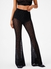 Halloween Flocking Bat Lace Flare Pants S Black