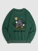 Halloween Ghost and Castle Printed Pullover Sweatshirt Xxl Deep green