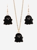 Halloween Ghost Pendant Necklace Earrings Set