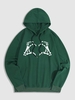 Halloween Heart Shape Skeleton Hands Pattern Pullover Hoodie M Deep green