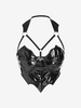 Halloween PU Halter Bat Crop Tank Top L Black
