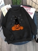 Halloween Pumpkin Cat Moon Star Graphic Sweatshirt Xxl Black