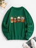 Halloween Pumpkin Cups Graphic Sweatshirt S Deep green