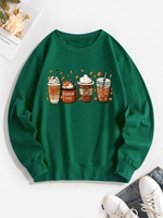 Halloween Pumpkin Cups Graphic Sweatshirt S Deep green