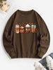 Halloween Pumpkin Cups Graphic Sweatshirt Xl Deep coffee